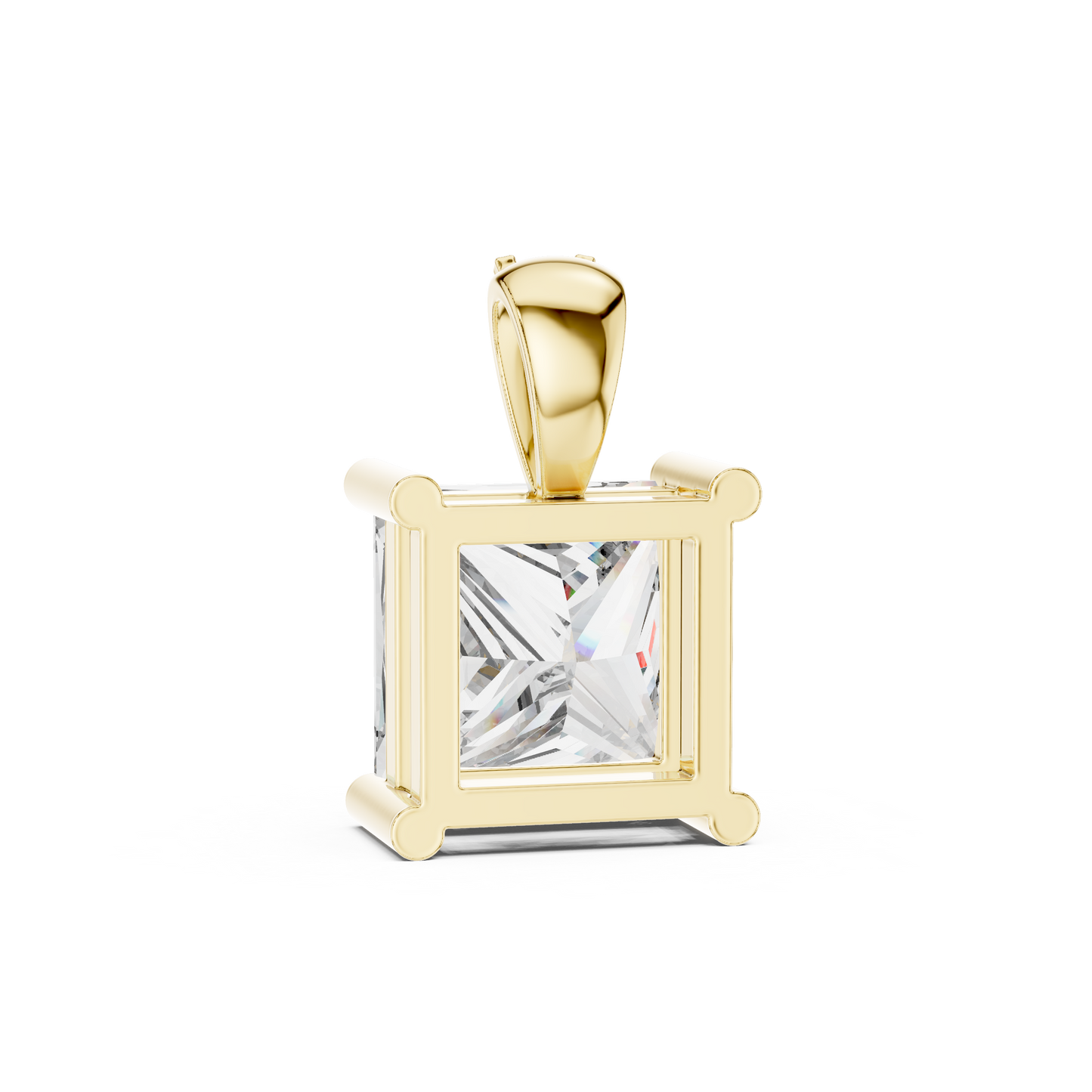 0.043 CT Lab Grown Diamond Square Cut Pendant Necklace for Women | VVS-VS EF CVD | 18KT, 14KT, 10KT Gold & 925 Silver | Rose, Yellow, White Gold Options