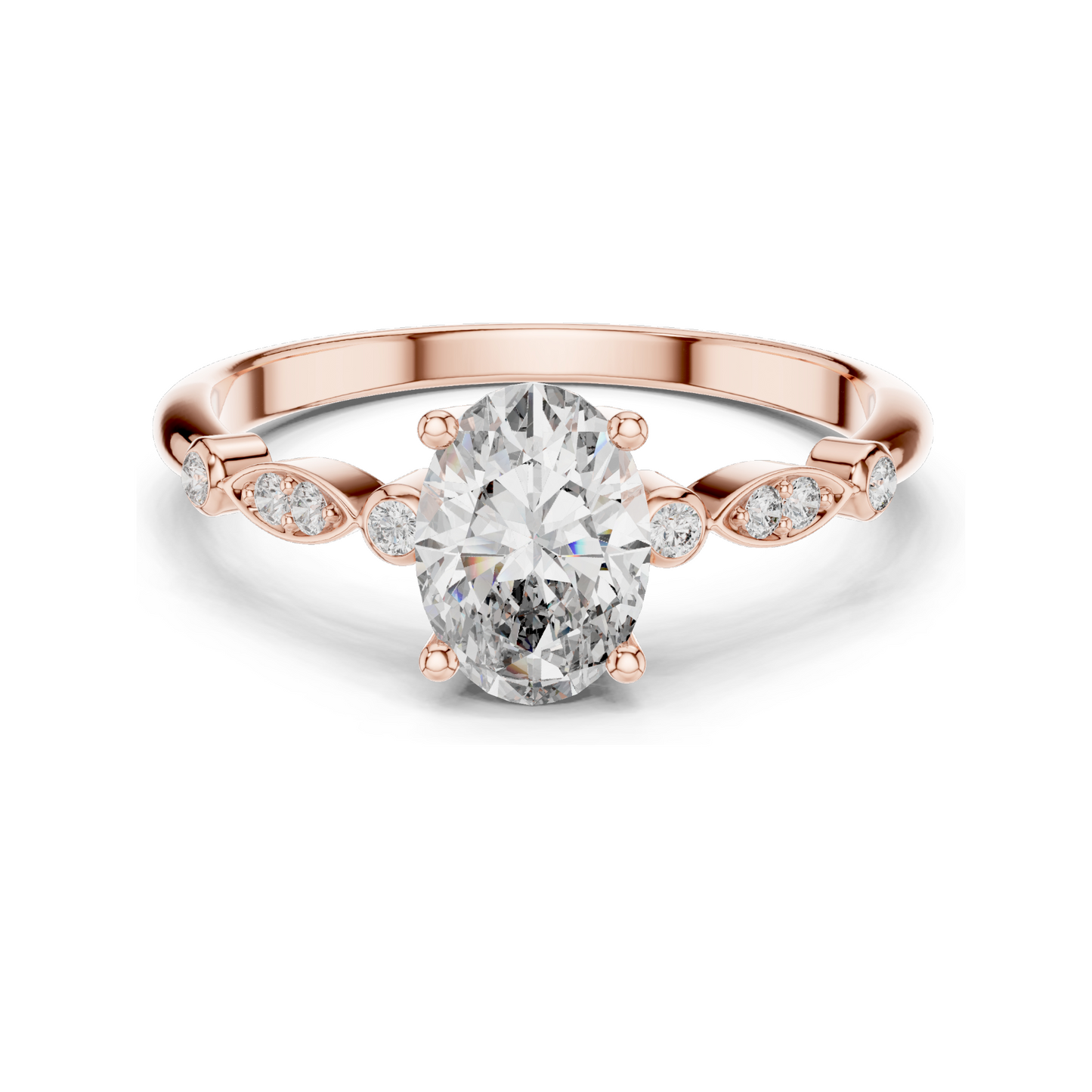 0.072 CT Oval Cut Lab Diamond Ring for Women | VVS-VS EF Clarity | 18KT, 14KT, 10KT Gold & 925 Silver | Rose, Yellow, White Gold & Moissanite Options