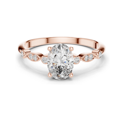 0.072 CT Oval Cut Lab Diamond Ring for Women | VVS-VS EF Clarity | 18KT, 14KT, 10KT Gold & 925 Silver | Rose, Yellow, White Gold & Moissanite Options