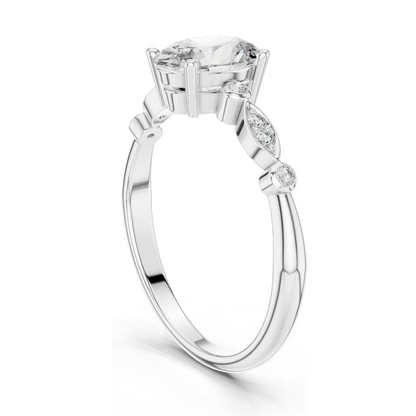 0.072 CT Oval Cut Lab Diamond Ring for Women | VVS-VS EF Clarity | 18KT, 14KT, 10KT Gold & 925 Silver | Rose, Yellow, White Gold & Moissanite Options