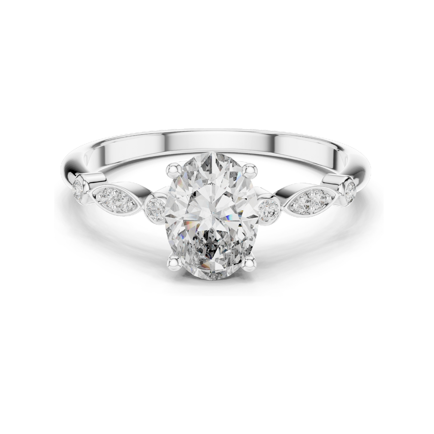 0.072 CT Oval Cut Lab Diamond Ring for Women | VVS-VS EF Clarity | 18KT, 14KT, 10KT Gold & 925 Silver | Rose, Yellow, White Gold & Moissanite Options