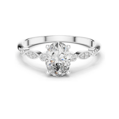 0.072 CT Oval Cut Lab Diamond Ring for Women | VVS-VS EF Clarity | 18KT, 14KT, 10KT Gold & 925 Silver | Rose, Yellow, White Gold & Moissanite Options