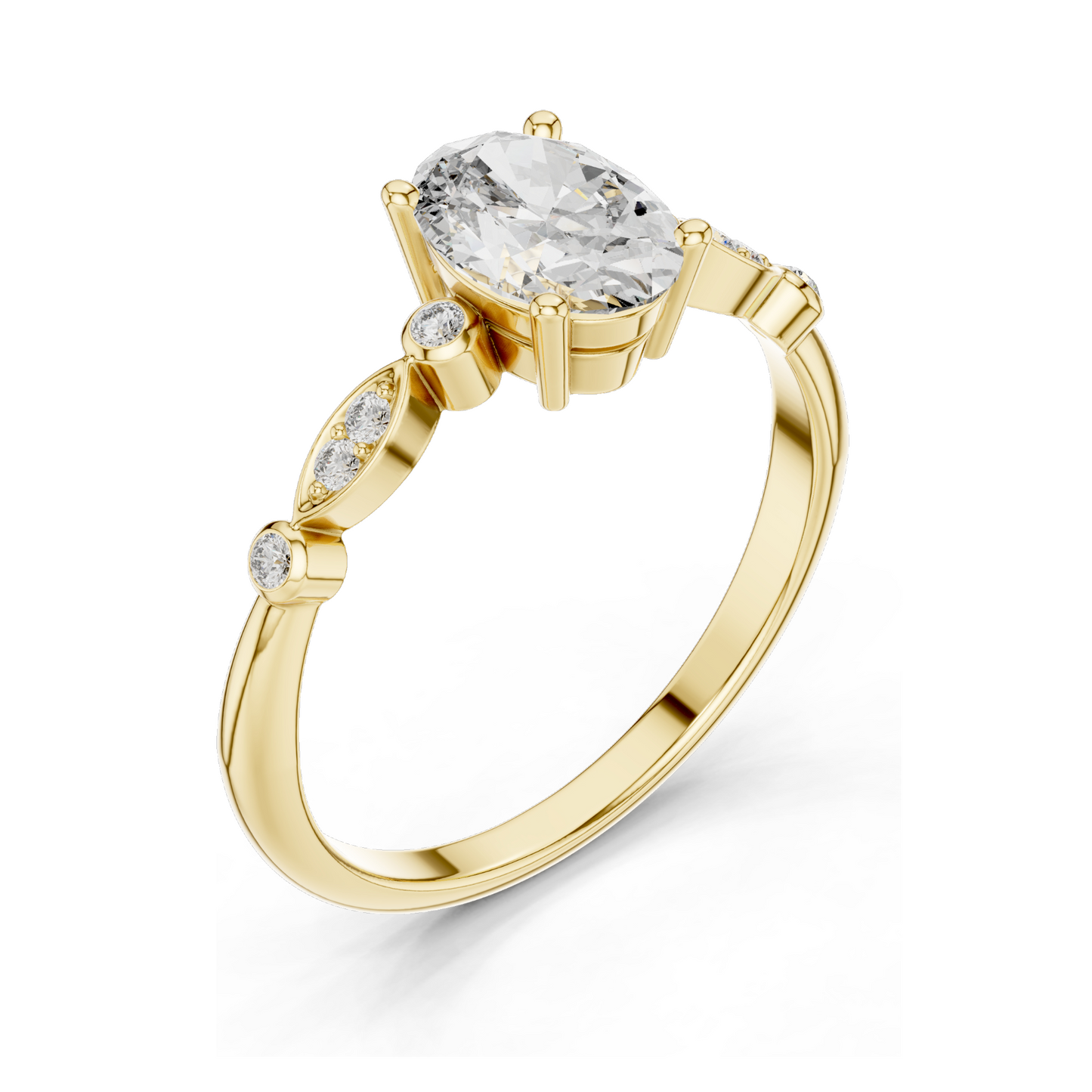 0.072 CT Oval Cut Lab Diamond Ring for Women | VVS-VS EF Clarity | 18KT, 14KT, 10KT Gold & 925 Silver | Rose, Yellow, White Gold & Moissanite Options