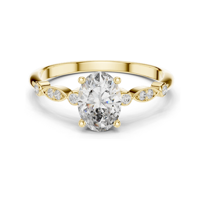 0.072 CT Oval Cut Lab Diamond Ring for Women | VVS-VS EF Clarity | 18KT, 14KT, 10KT Gold & 925 Silver | Rose, Yellow, White Gold & Moissanite Options