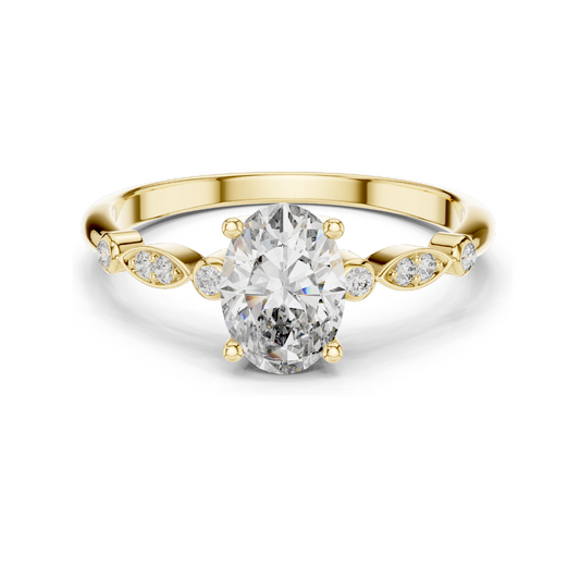 0.072 CT Oval Cut Lab Diamond Ring for Women | VVS-VS EF Clarity | 18KT, 14KT, 10KT Gold & 925 Silver | Rose, Yellow, White Gold & Moissanite Options