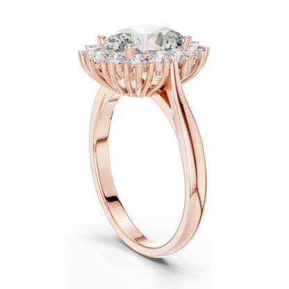 0.56 CT Lab Diamond Halo Ring for Women | VVS-VS EF Clarity | 18KT, 14KT, 10KT Gold & 925 Silver | Rose, Yellow, White Gold & Moissanite Options