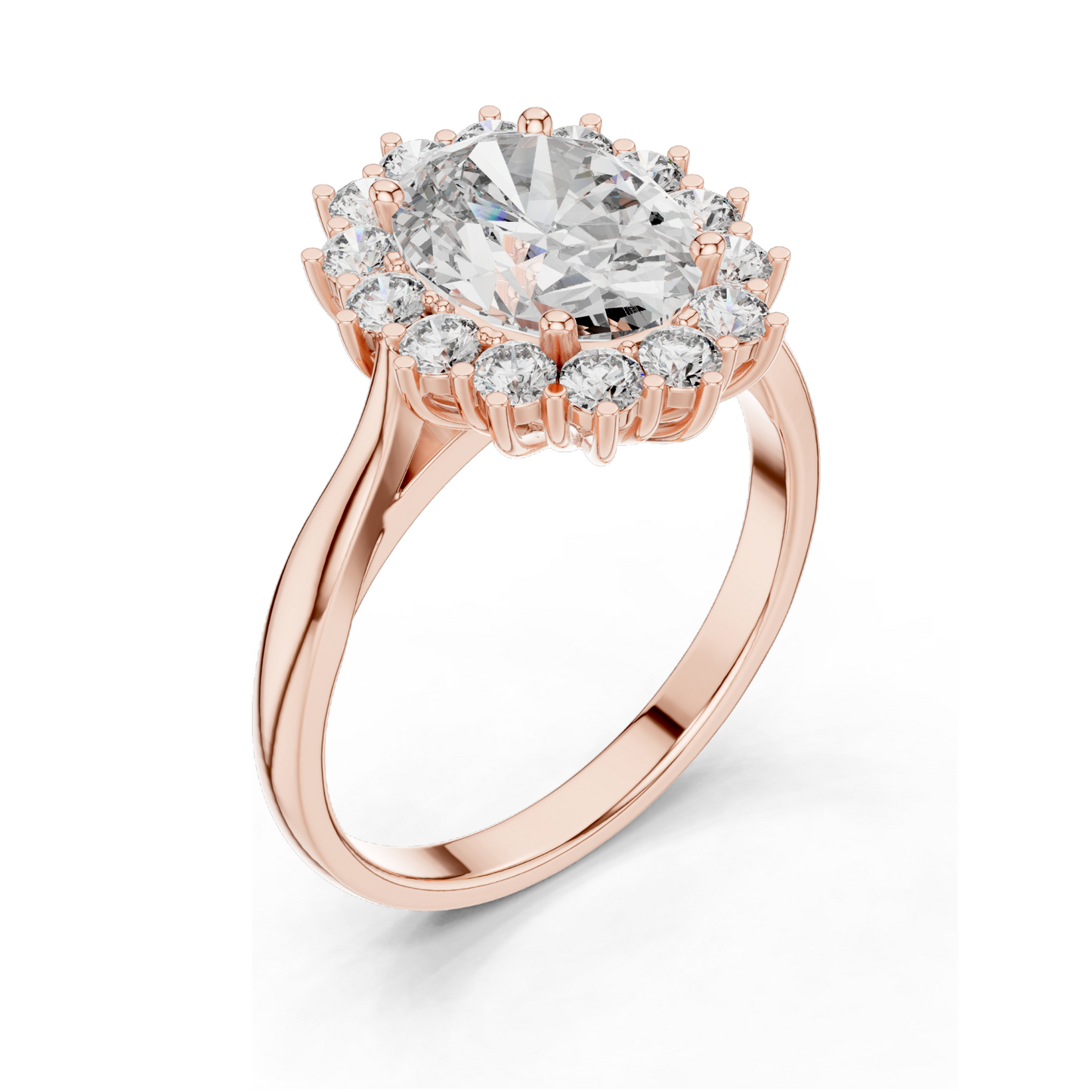 0.56 CT Lab Diamond Halo Ring for Women | VVS-VS EF Clarity | 18KT, 14KT, 10KT Gold & 925 Silver | Rose, Yellow, White Gold & Moissanite Options