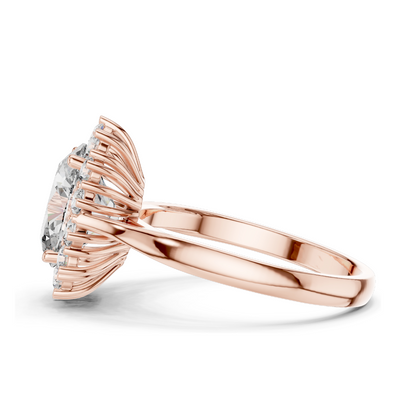 0.56 CT Lab Diamond Halo Ring for Women | VVS-VS EF Clarity | 18KT, 14KT, 10KT Gold & 925 Silver | Rose, Yellow, White Gold & Moissanite Options