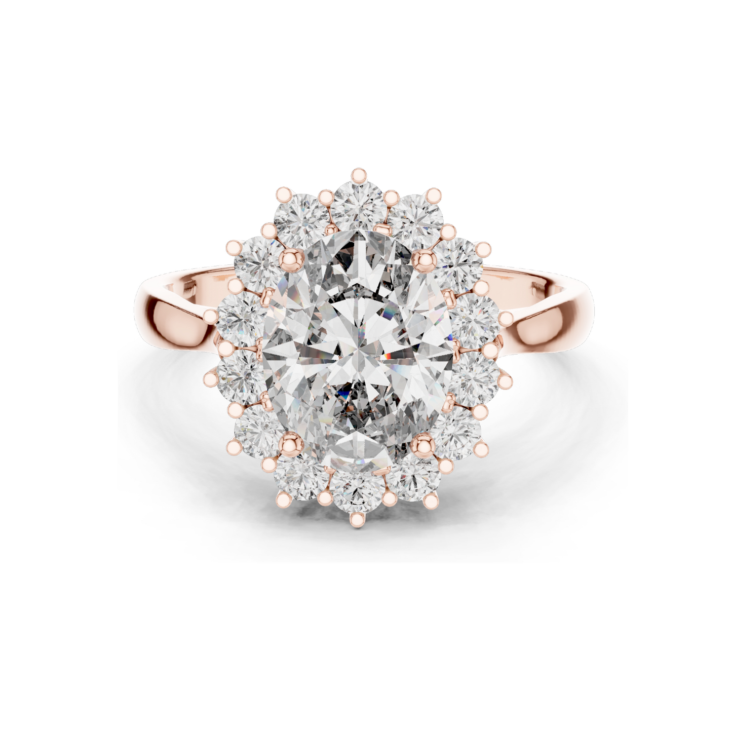 0.56 CT Lab Diamond Halo Ring for Women | VVS-VS EF Clarity | 18KT, 14KT, 10KT Gold & 925 Silver | Rose, Yellow, White Gold & Moissanite Options