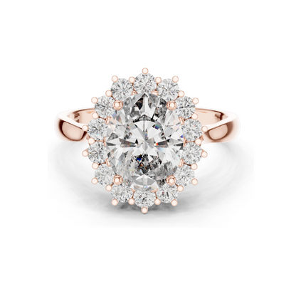 0.56 CT Lab Diamond Halo Ring for Women | VVS-VS EF Clarity | 18KT, 14KT, 10KT Gold & 925 Silver | Rose, Yellow, White Gold & Moissanite Options