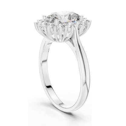 0.56 CT Lab Diamond Halo Ring for Women | VVS-VS EF Clarity | 18KT, 14KT, 10KT Gold & 925 Silver | Rose, Yellow, White Gold & Moissanite Options