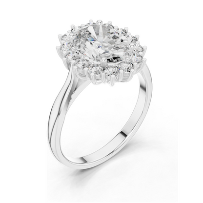 0.56 CT Lab Diamond Halo Ring for Women | VVS-VS EF Clarity | 18KT, 14KT, 10KT Gold & 925 Silver | Rose, Yellow, White Gold & Moissanite Options