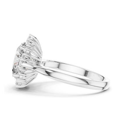 0.56 CT Lab Diamond Halo Ring for Women | VVS-VS EF Clarity | 18KT, 14KT, 10KT Gold & 925 Silver | Rose, Yellow, White Gold & Moissanite Options