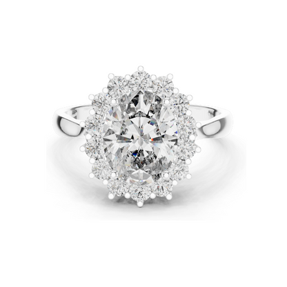 0.56 CT Lab Diamond Halo Ring for Women | VVS-VS EF Clarity | 18KT, 14KT, 10KT Gold & 925 Silver | Rose, Yellow, White Gold & Moissanite Options