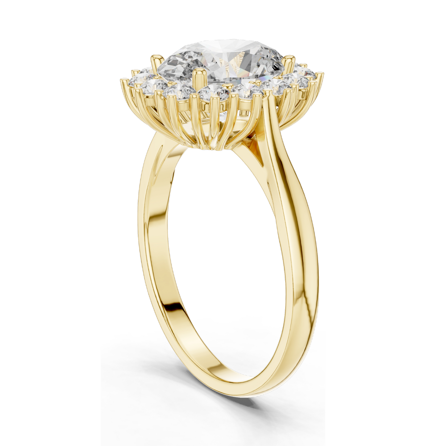 0.56 CT Lab Diamond Halo Ring for Women | VVS-VS EF Clarity | 18KT, 14KT, 10KT Gold & 925 Silver | Rose, Yellow, White Gold & Moissanite Options