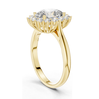 0.56 CT Lab Diamond Halo Ring for Women | VVS-VS EF Clarity | 18KT, 14KT, 10KT Gold & 925 Silver | Rose, Yellow, White Gold & Moissanite Options