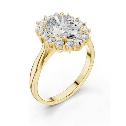 0.56 CT Lab Diamond Halo Ring for Women | VVS-VS EF Clarity | 18KT, 14KT, 10KT Gold & 925 Silver | Rose, Yellow, White Gold & Moissanite Options