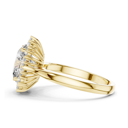 0.56 CT Lab Diamond Halo Ring for Women | VVS-VS EF Clarity | 18KT, 14KT, 10KT Gold & 925 Silver | Rose, Yellow, White Gold & Moissanite Options
