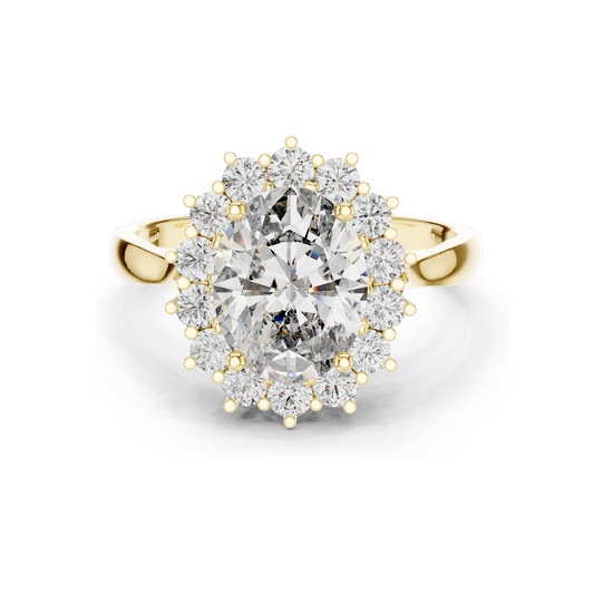 0.56 CT Lab Diamond Halo Ring for Women | VVS-VS EF Clarity | 18KT, 14KT, 10KT Gold & 925 Silver | Rose, Yellow, White Gold & Moissanite Options