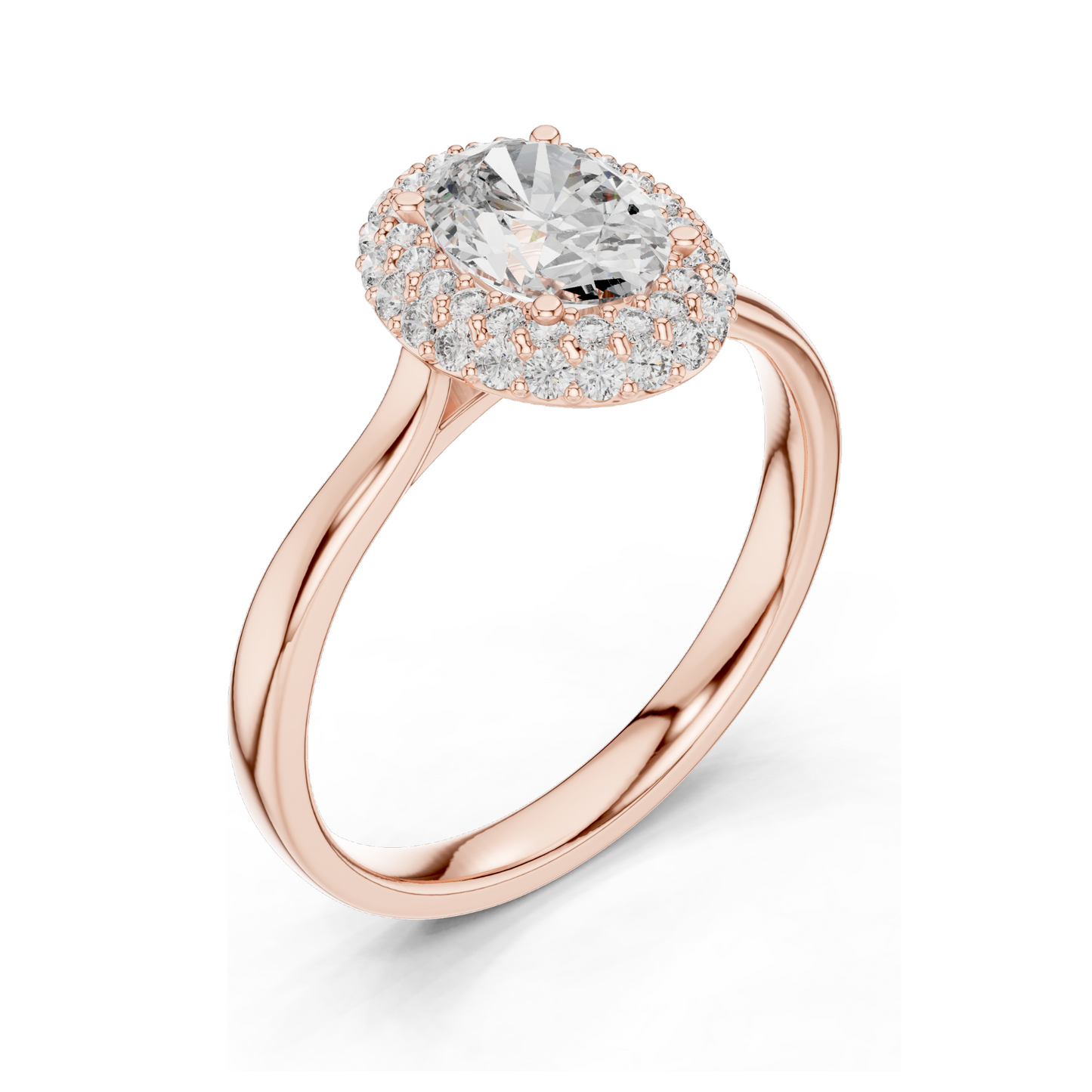 1.38 CT Oval Halo Lab Diamond Ring for Women | VVS-VS EF Clarity | 18KT, 14KT, 10KT Gold & 925 Silver | Rose, Yellow, White Gold & Moissanite Options