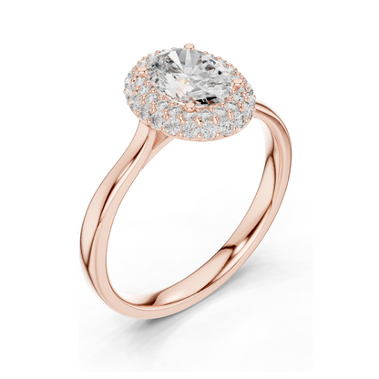 1.38 CT Oval Halo Lab Diamond Ring for Women | VVS-VS EF Clarity | 18KT, 14KT, 10KT Gold & 925 Silver | Rose, Yellow, White Gold & Moissanite Options