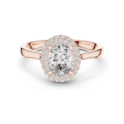 1.38 CT Oval Halo Lab Diamond Ring for Women | VVS-VS EF Clarity | 18KT, 14KT, 10KT Gold & 925 Silver | Rose, Yellow, White Gold & Moissanite Options