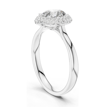 1.38 CT Oval Halo Lab Diamond Ring for Women | VVS-VS EF Clarity | 18KT, 14KT, 10KT Gold & 925 Silver | Rose, Yellow, White Gold & Moissanite Options