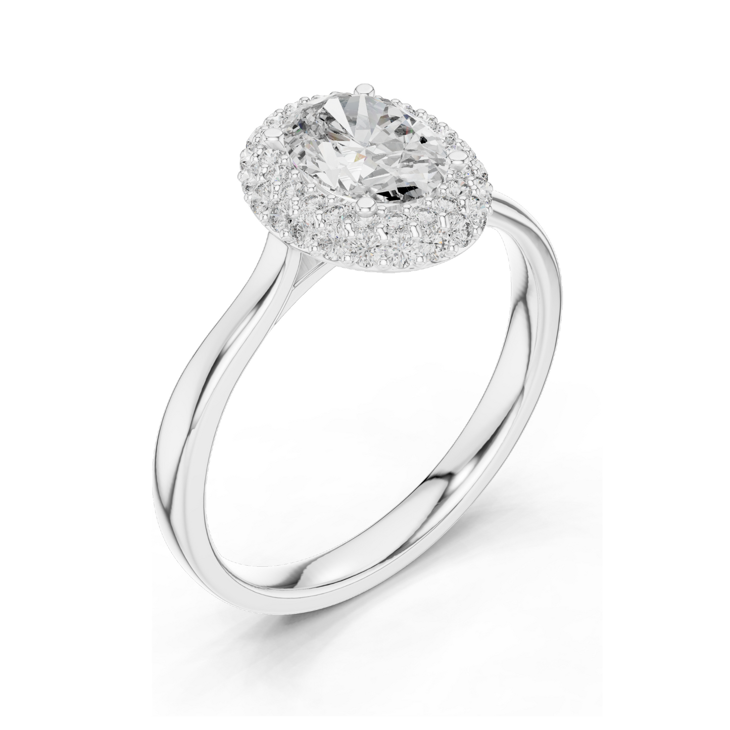 1.38 CT Oval Halo Lab Diamond Ring for Women | VVS-VS EF Clarity | 18KT, 14KT, 10KT Gold & 925 Silver | Rose, Yellow, White Gold & Moissanite Options