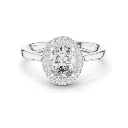 1.38 CT Oval Halo Lab Diamond Ring for Women | VVS-VS EF Clarity | 18KT, 14KT, 10KT Gold & 925 Silver | Rose, Yellow, White Gold & Moissanite Options