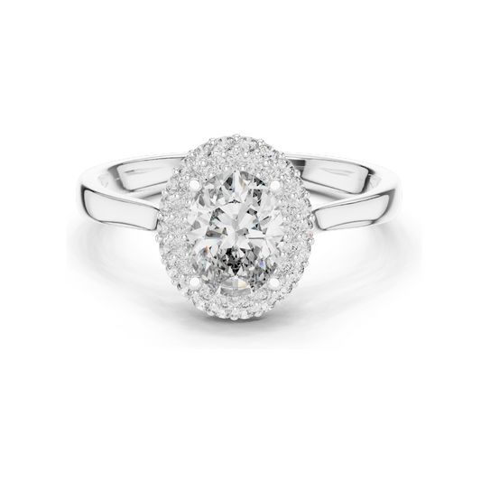 1.38 CT Oval Halo Lab Diamond Ring for Women | VVS-VS EF Clarity | 18KT, 14KT, 10KT Gold & 925 Silver | Rose, Yellow, White Gold & Moissanite Options