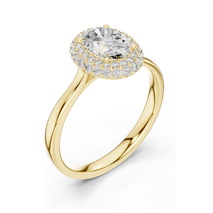 1.38 CT Oval Halo Lab Diamond Ring for Women | VVS-VS EF Clarity | 18KT, 14KT, 10KT Gold & 925 Silver | Rose, Yellow, White Gold & Moissanite Options