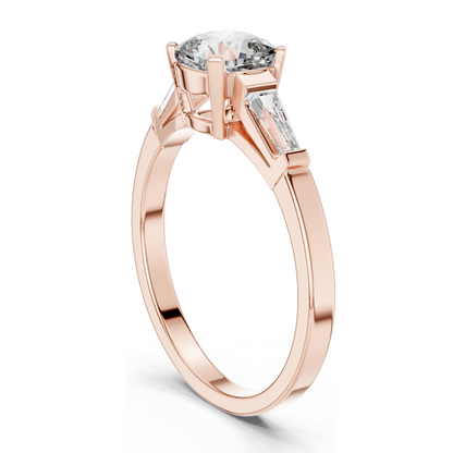 2.02 CT Lab-Grown Diamond Ladies Ring | Cushion Cut Center Stone with Trapezoid Side Diamonds | Available in 18KT, 14KT, 10KT Gold & 925 Silver | Rose, Yellow, White Gold & Moissanite Options