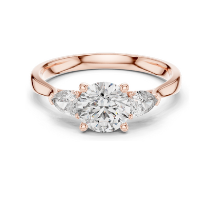 1.5 CT Lab Diamond Three-Stone Engagement Ring for Women | VVS-VS EF Clarity | 18KT, 14KT, 10KT Gold & 925 Silver | Moissanite & Diamond Options in Rose, Yellow, White Gold