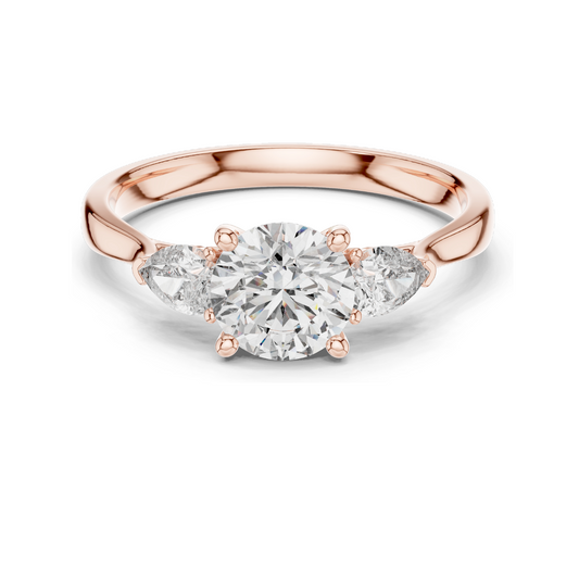 1.5 CT Lab Diamond Three-Stone Engagement Ring for Women | VVS-VS EF Clarity | 18KT, 14KT, 10KT Gold & 925 Silver | Moissanite & Diamond Options in Rose, Yellow, White Gold