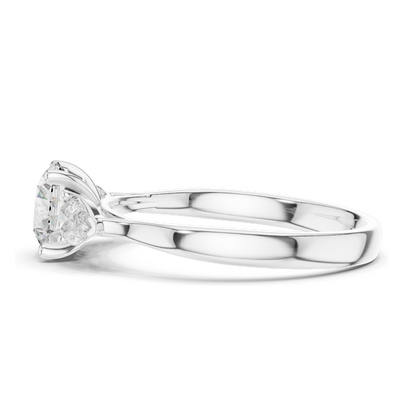 1.5 CT Lab Diamond Three-Stone Engagement Ring for Women | VVS-VS EF Clarity | 18KT, 14KT, 10KT Gold & 925 Silver | Moissanite & Diamond Options in Rose, Yellow, White Gold