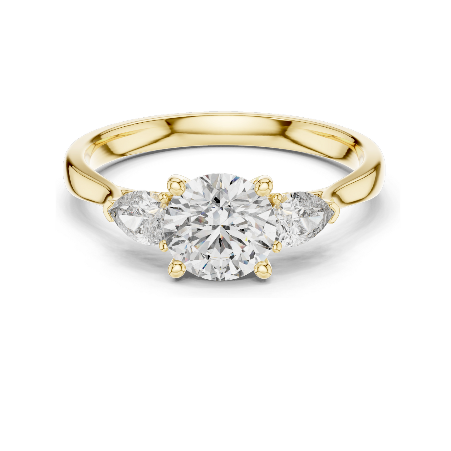 1.5 CT Lab Diamond Three-Stone Engagement Ring for Women | VVS-VS EF Clarity | 18KT, 14KT, 10KT Gold & 925 Silver | Moissanite & Diamond Options in Rose, Yellow, White Gold