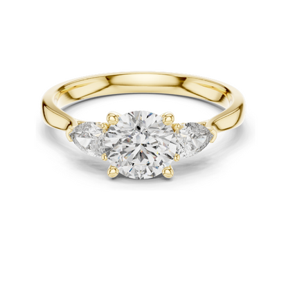 1.5 CT Lab Diamond Three-Stone Engagement Ring for Women | VVS-VS EF Clarity | 18KT, 14KT, 10KT Gold & 925 Silver | Moissanite & Diamond Options in Rose, Yellow, White Gold