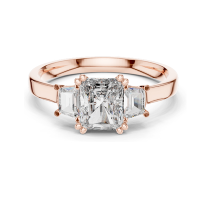 1.40 CT Princess Cut Lab Diamond Three-Stone Ring for Women | VVS-VS EF Clarity | 18KT, 14KT, 10KT Gold & 925 Silver | Rose, Yellow, White Gold & Moissanite Options