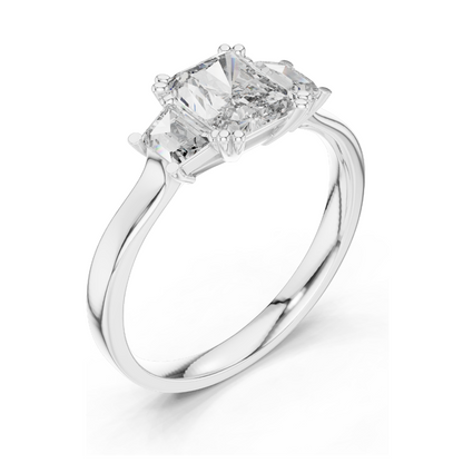 1.40 CT Princess Cut Lab Diamond Three-Stone Ring for Women | VVS-VS EF Clarity | 18KT, 14KT, 10KT Gold & 925 Silver | Rose, Yellow, White Gold & Moissanite Options