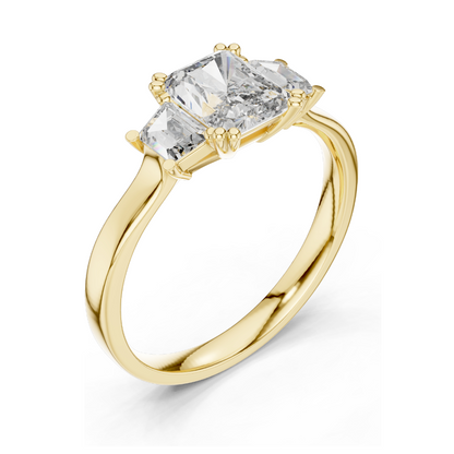 1.40 CT Princess Cut Lab Diamond Three-Stone Ring for Women | VVS-VS EF Clarity | 18KT, 14KT, 10KT Gold & 925 Silver | Rose, Yellow, White Gold & Moissanite Options