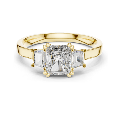 1.40 CT Princess Cut Lab Diamond Three-Stone Ring for Women | VVS-VS EF Clarity | 18KT, 14KT, 10KT Gold & 925 Silver | Rose, Yellow, White Gold & Moissanite Options