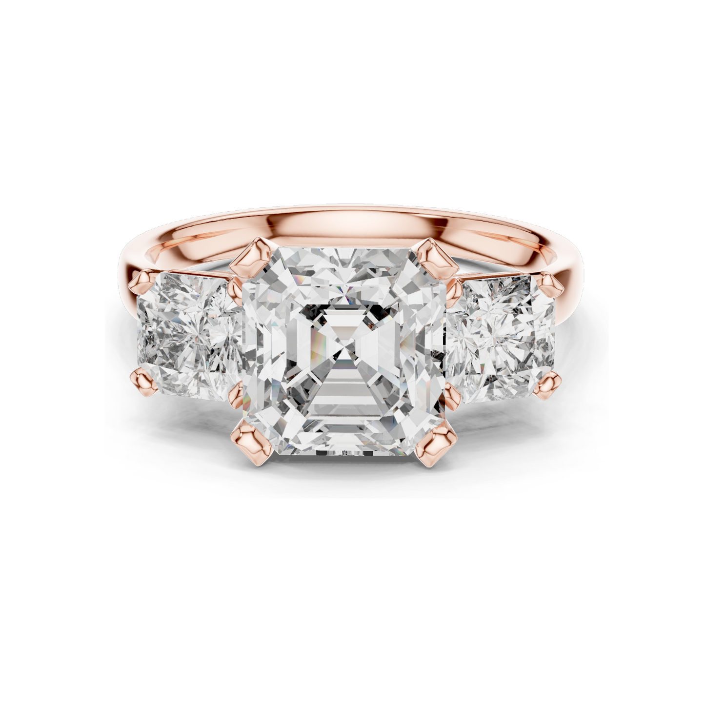 4.05 CT CVD Lab-Grown Diamond Three-Stone Ring | VVS-VS Clarity | 18KT, 14KT, 10KT Gold & 925 Silver | Rose, Yellow, White Gold & Moissanite Options