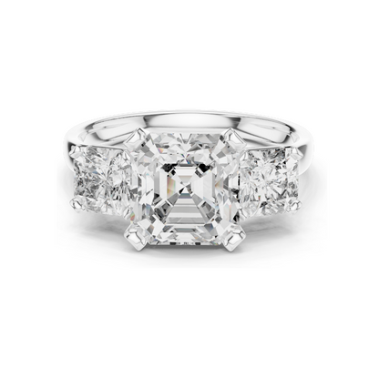 4.05 CT CVD Lab-Grown Diamond Three-Stone Ring | VVS-VS Clarity | 18KT, 14KT, 10KT Gold & 925 Silver | Rose, Yellow, White Gold & Moissanite Options