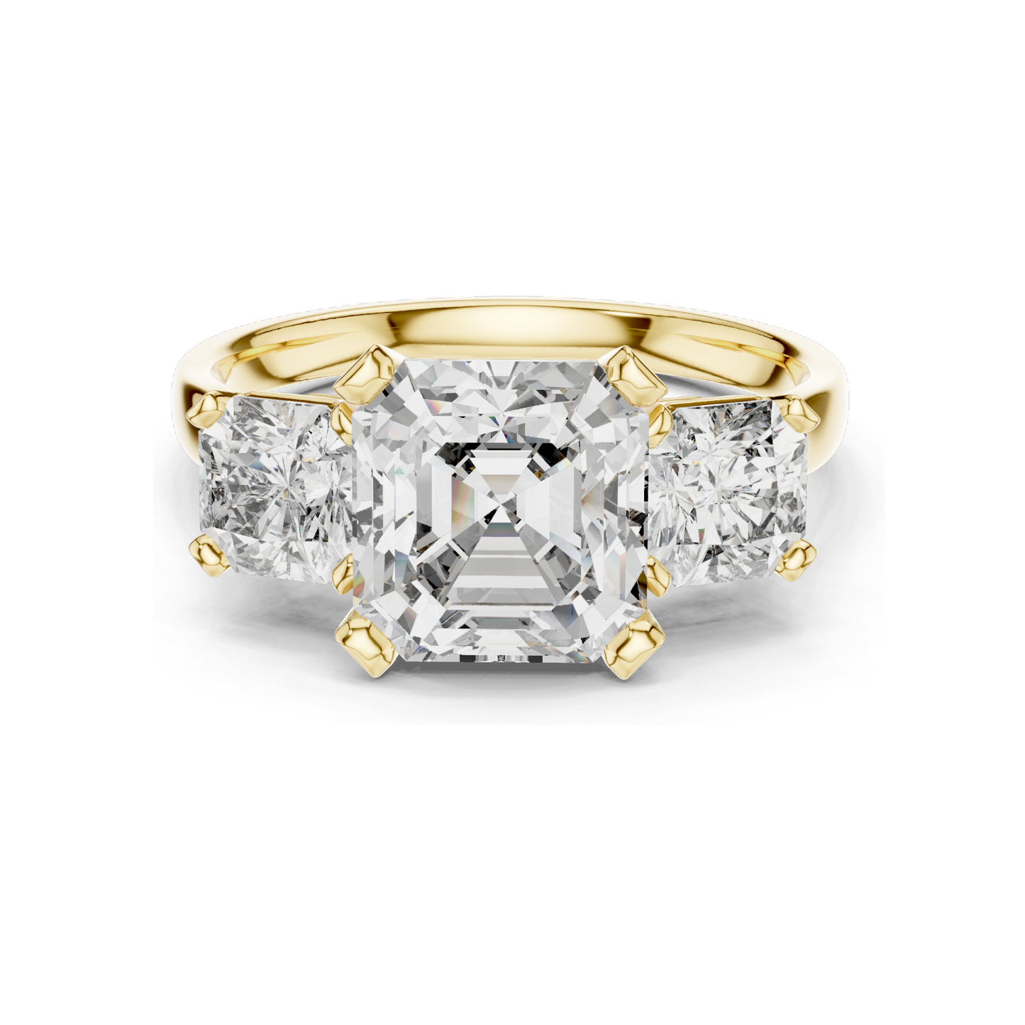 4.05 CT CVD Lab-Grown Diamond Three-Stone Ring | VVS-VS Clarity | 18KT, 14KT, 10KT Gold & 925 Silver | Rose, Yellow, White Gold & Moissanite Options