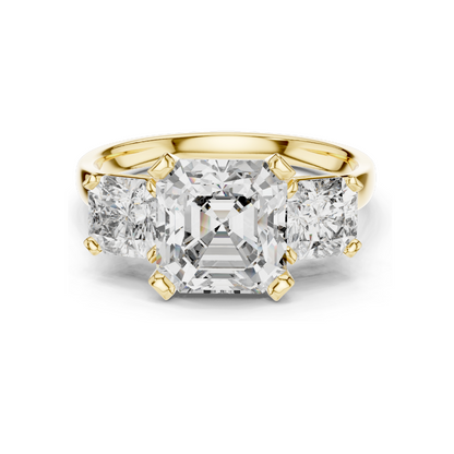 4.05 CT CVD Lab-Grown Diamond Three-Stone Ring | VVS-VS Clarity | 18KT, 14KT, 10KT Gold & 925 Silver | Rose, Yellow, White Gold & Moissanite Options