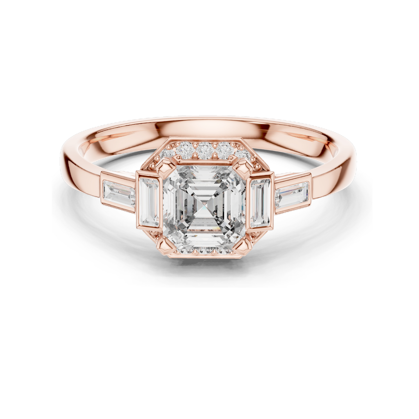 0.78 CT Asscher Cut Lab Diamond Ring for Women | VVS-VS EF Clarity | Available in Rose, Yellow, White Gold & 925 Silver with Moissanite Options