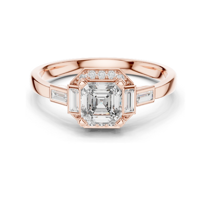 0.78 CT Asscher Cut Lab Diamond Ring for Women | VVS-VS EF Clarity | Available in Rose, Yellow, White Gold & 925 Silver with Moissanite Options