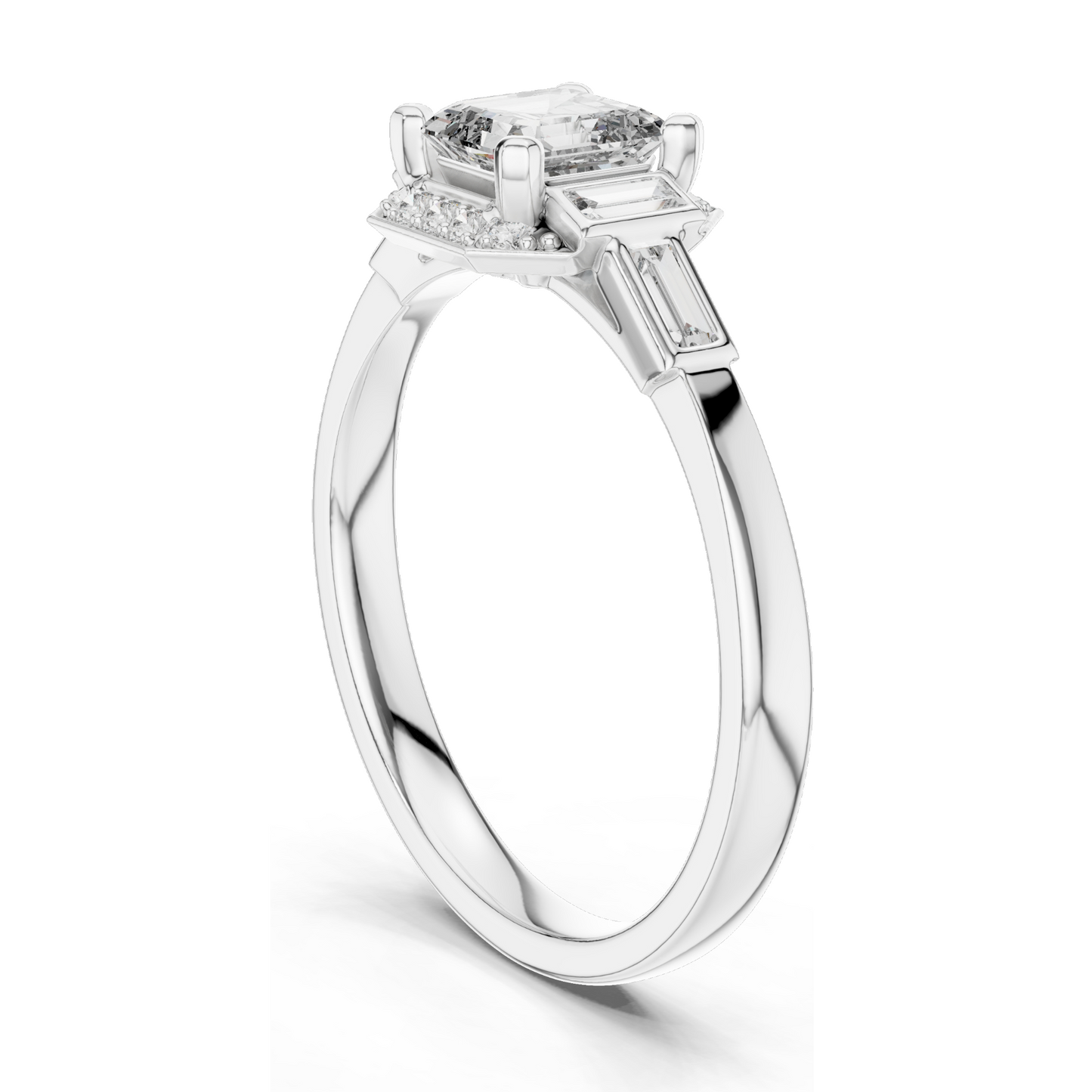 0.78 CT Asscher Cut Lab Diamond Ring for Women | VVS-VS EF Clarity | Available in Rose, Yellow, White Gold & 925 Silver with Moissanite Options