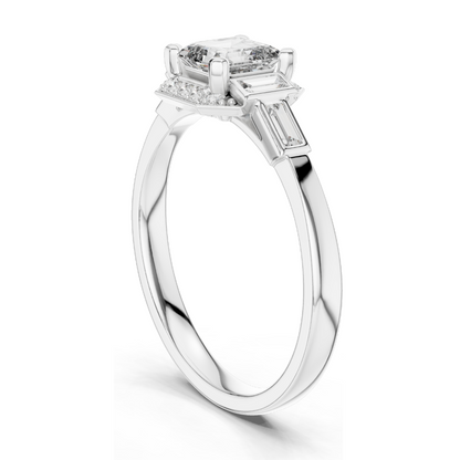 0.78 CT Asscher Cut Lab Diamond Ring for Women | VVS-VS EF Clarity | Available in Rose, Yellow, White Gold & 925 Silver with Moissanite Options