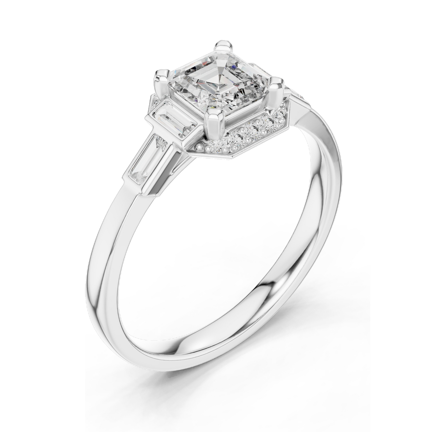 0.78 CT Asscher Cut Lab Diamond Ring for Women | VVS-VS EF Clarity | Available in Rose, Yellow, White Gold & 925 Silver with Moissanite Options